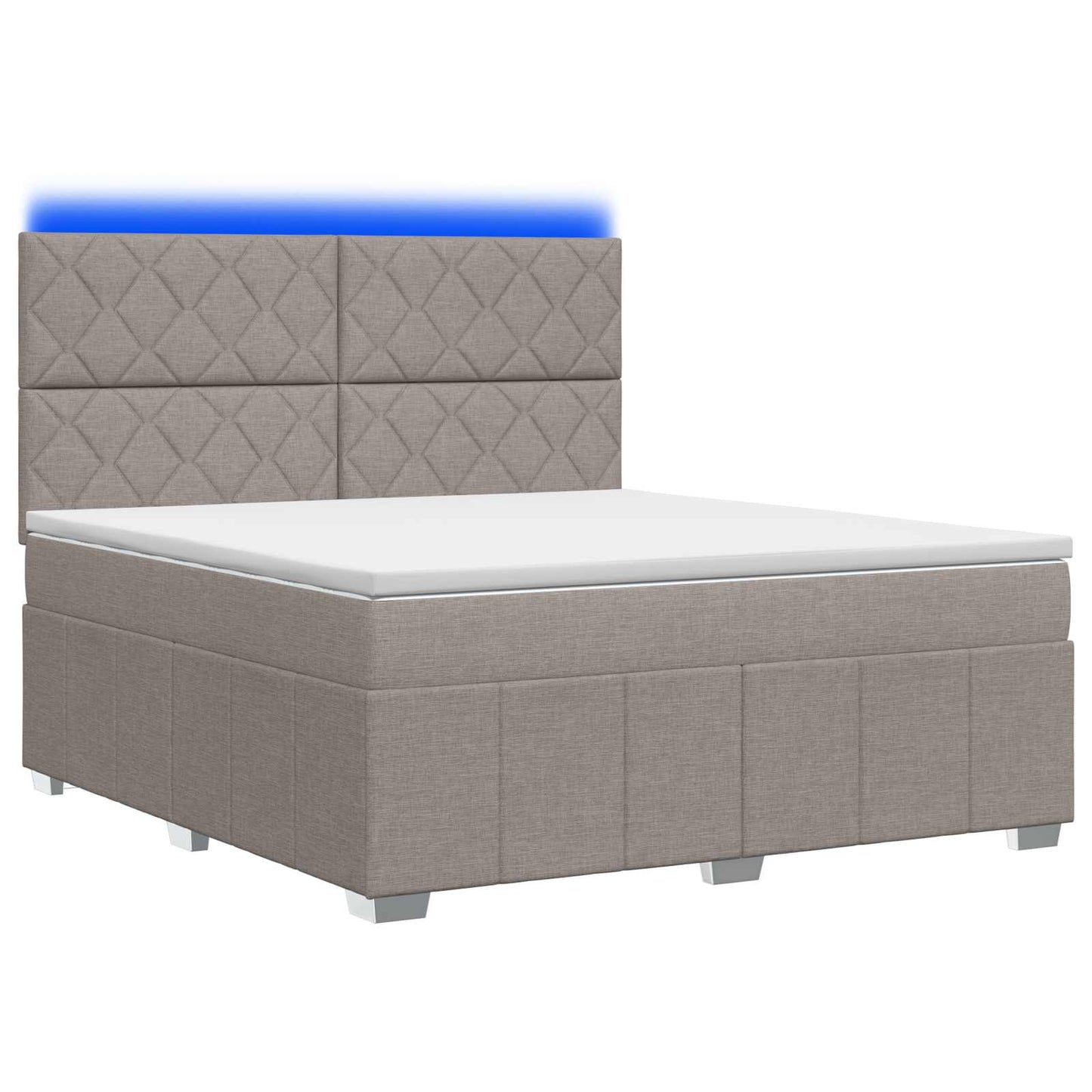LED boksmadrasseng med madras Gråbrun 140 x 190 cm Stof