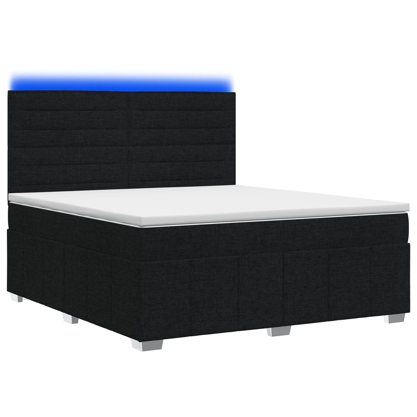 LED boksmadrasseng med madras Sort 140 x 200 cm Stof