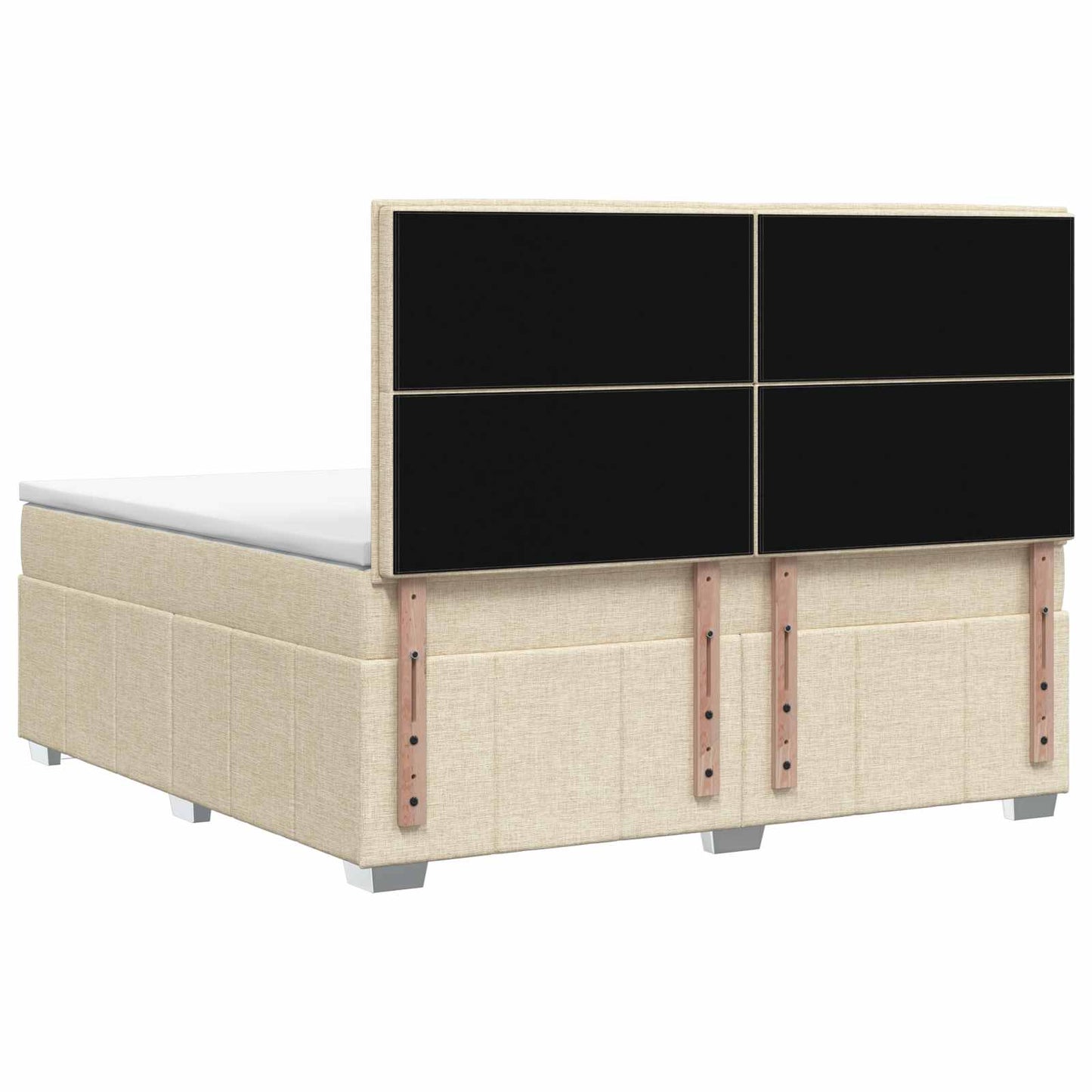 LED boksmadrasseng med madras Cremefarvet 140 x 200 cm Stof