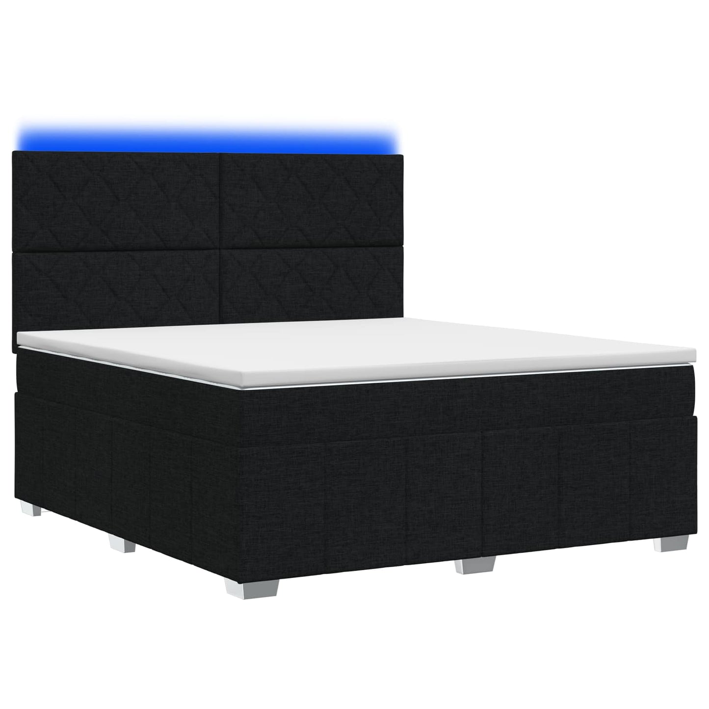LED boksmadrasseng med madras Sort 140 x 200 cm Stof