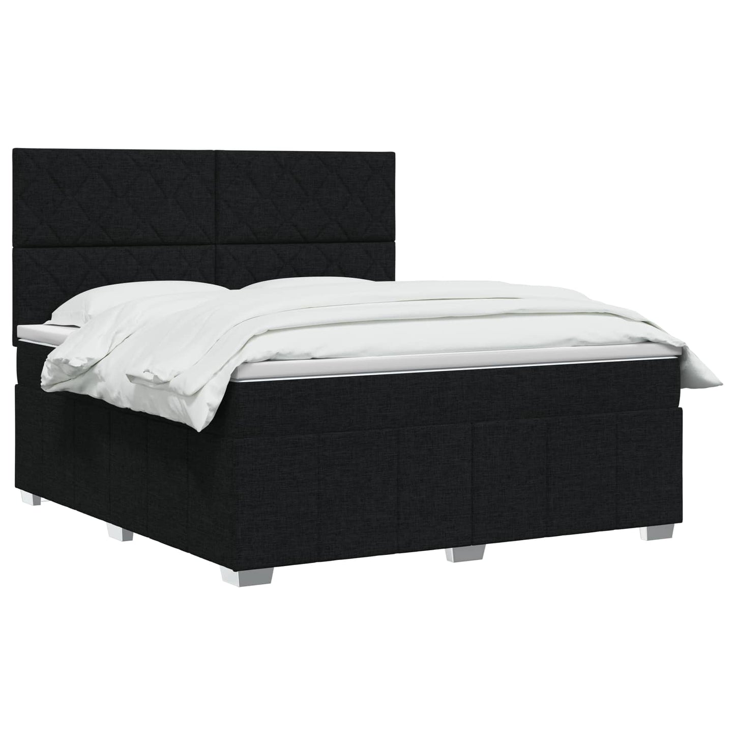 LED boksmadrasseng med madras Sort 140 x 200 cm Stof