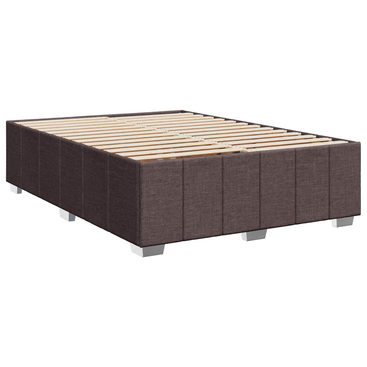 LED boksmadrasseng med madras Mørk Brun 140 x 200 cm Stof