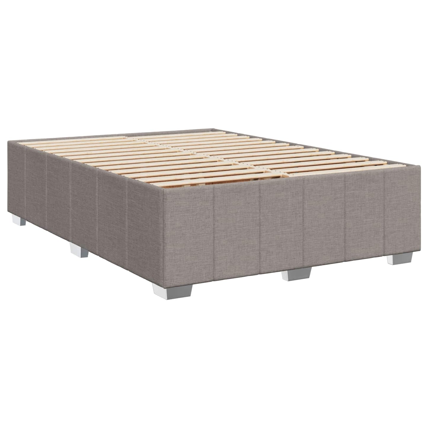 LED boksmadrasseng med madras Gråbrun 140 x 200 cm Stof