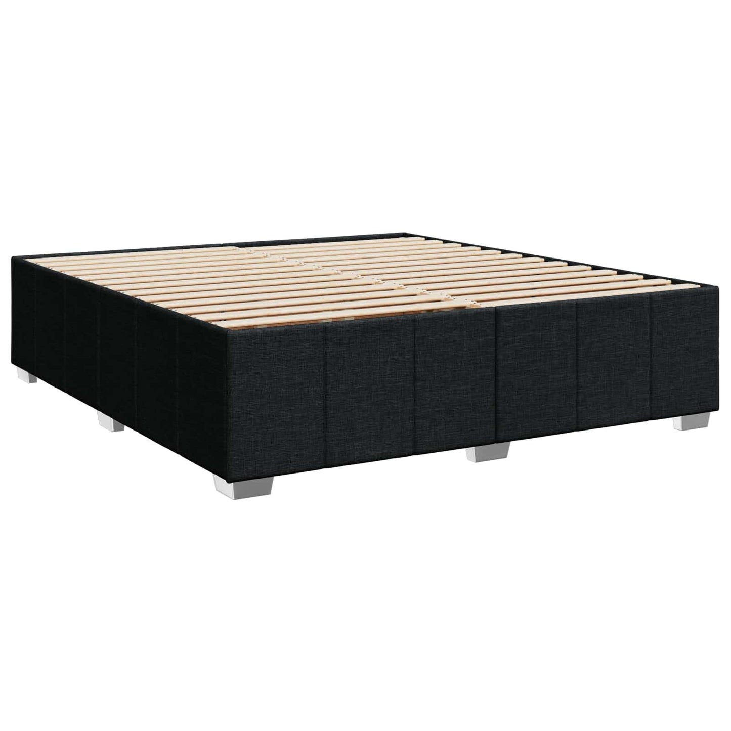 LED boksmadrasseng med madras Sort 200 x 200 cm Stof