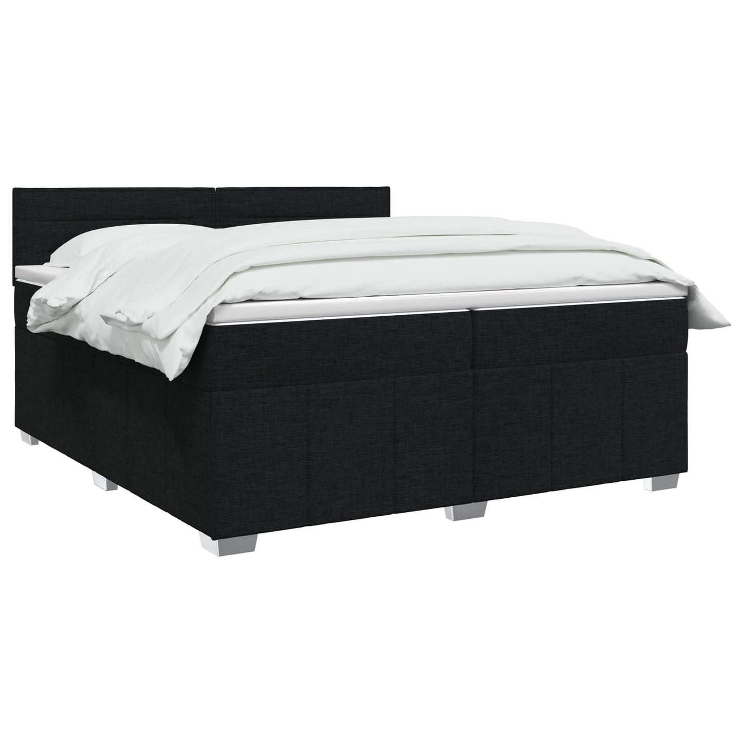 LED boksmadrasseng med madras Sort 200 x 200 cm Stof