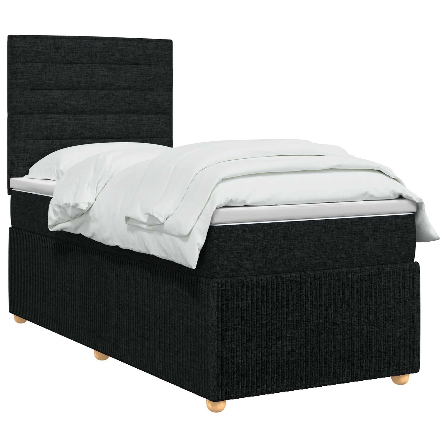 LED boksmadrasseng med madras Sort 80 x 200 cm Stof