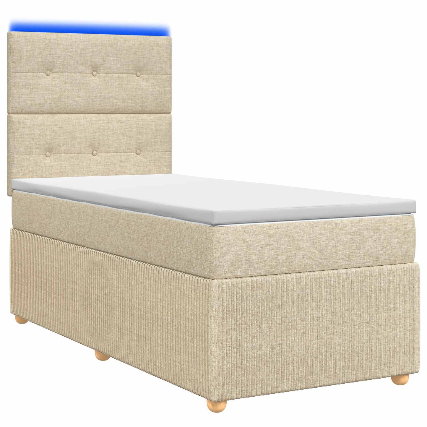 LED boksmadrasseng med madras Cremefarvet 80 x 200 cm Stof