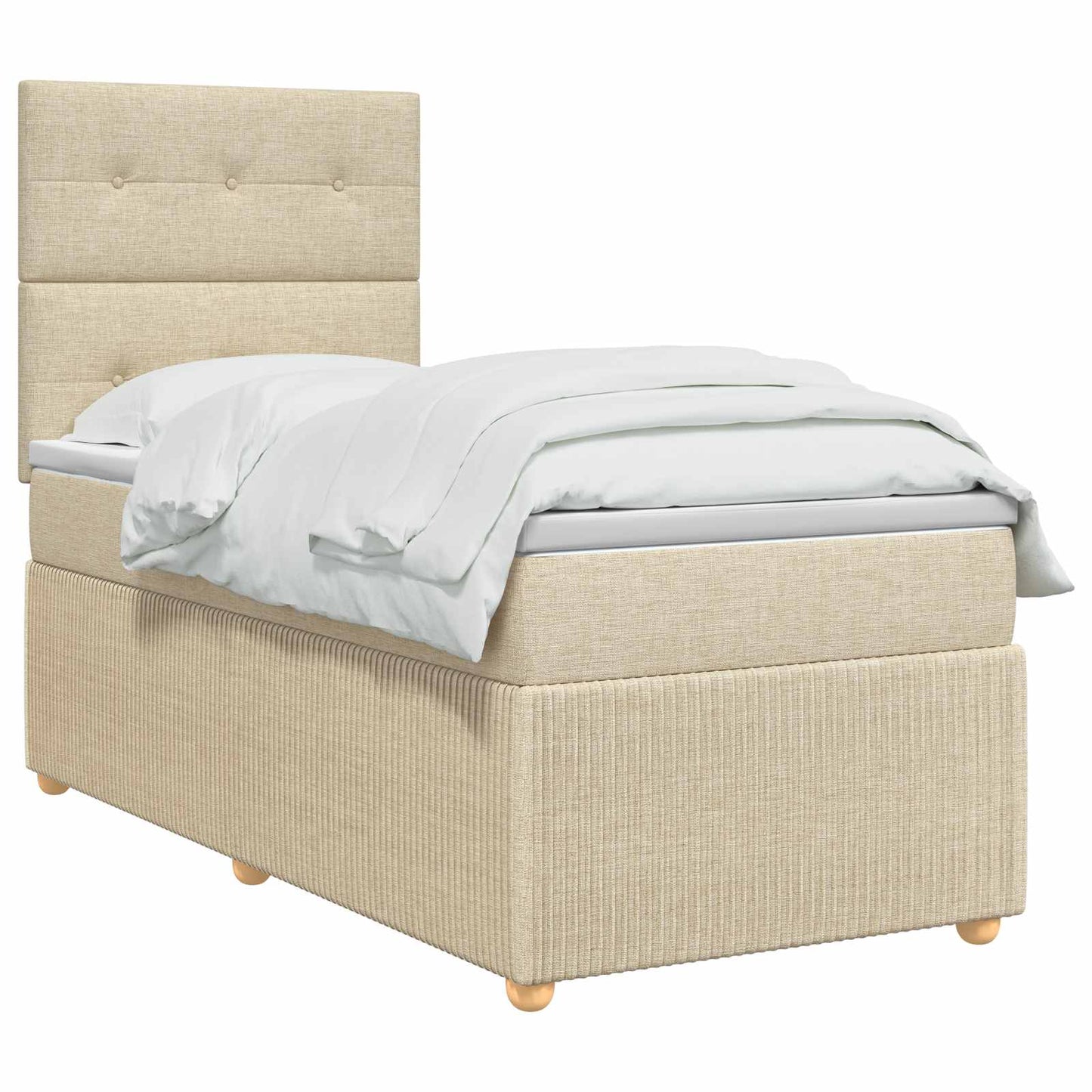 LED boksmadrasseng med madras Cremefarvet 80 x 200 cm Stof