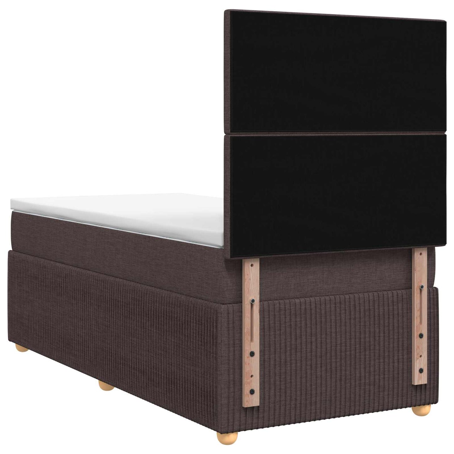 LED boksmadrasseng med madras Mørk Brun 80 x 200 cm Stof