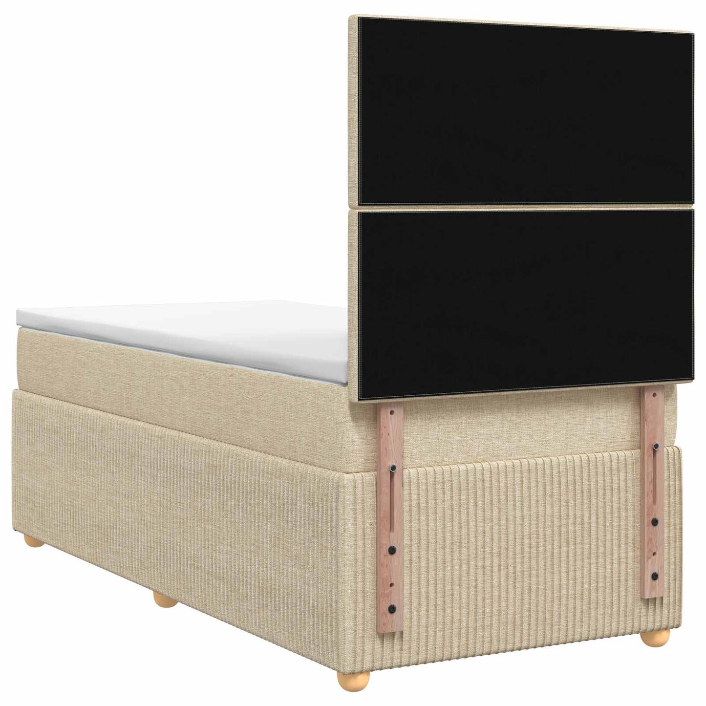 LED boksmadrasseng med madras Cremefarvet 80 x 200 cm Stof