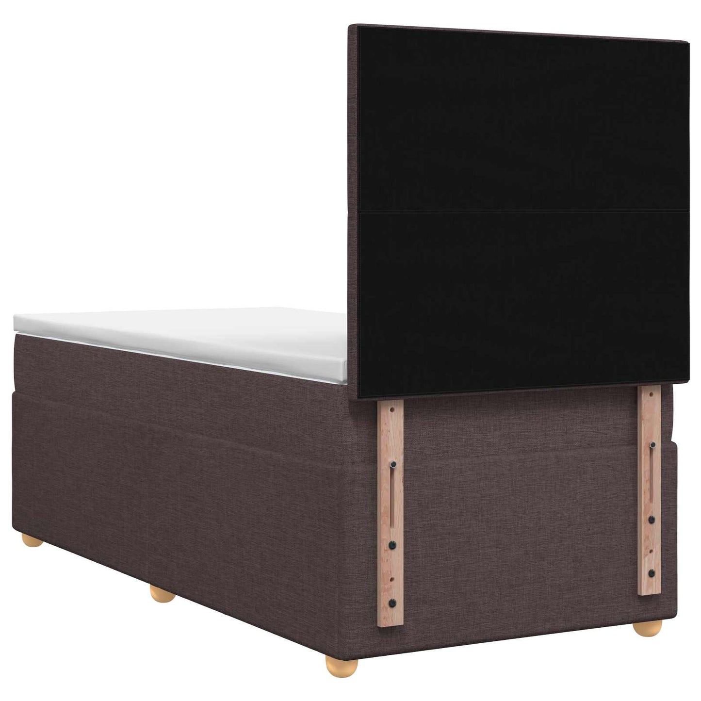 LED boksmadrasseng med madras Mørk Brun 90 x 190 cm Stof