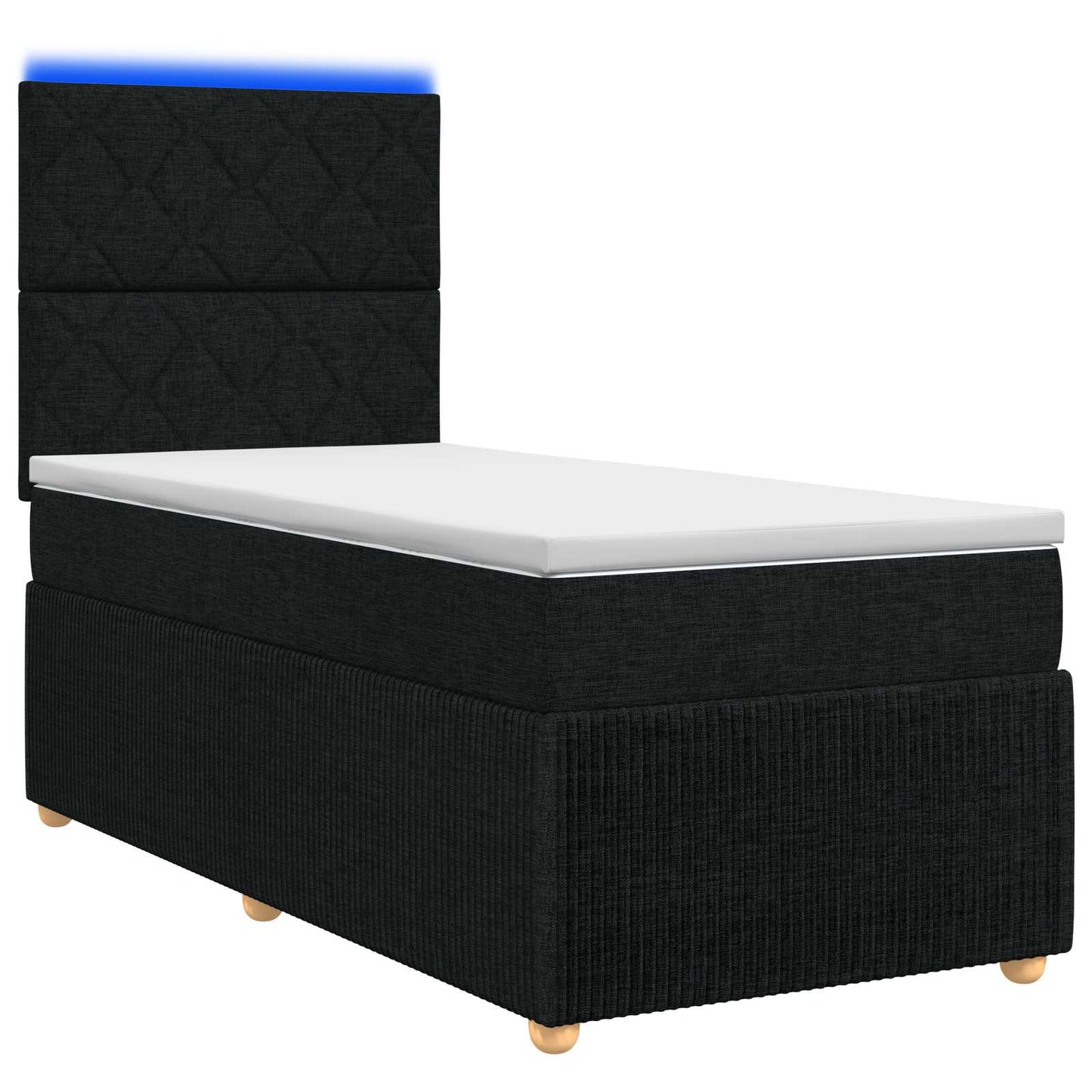 LED boksmadrasseng med madras Sort 90 x 190 cm Stof