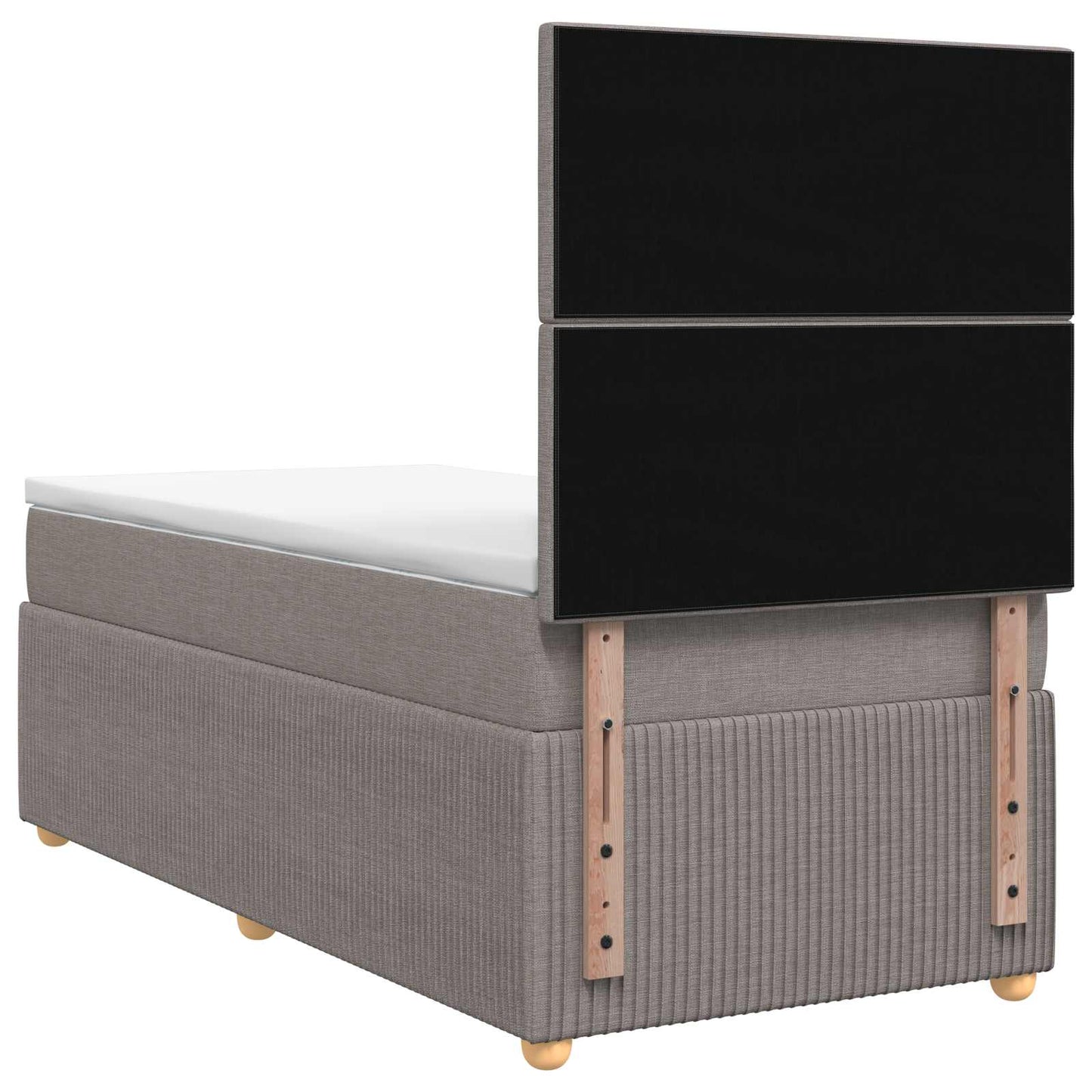 LED boksmadrasseng med madras Gråbrun 90 x 200 cm Stof