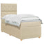 LED boksmadrasseng med madras Cremefarvet 90 x 200 cm Stof