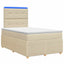LED boksmadrasseng med madras Cremefarvet 120 x 190 cm Stof