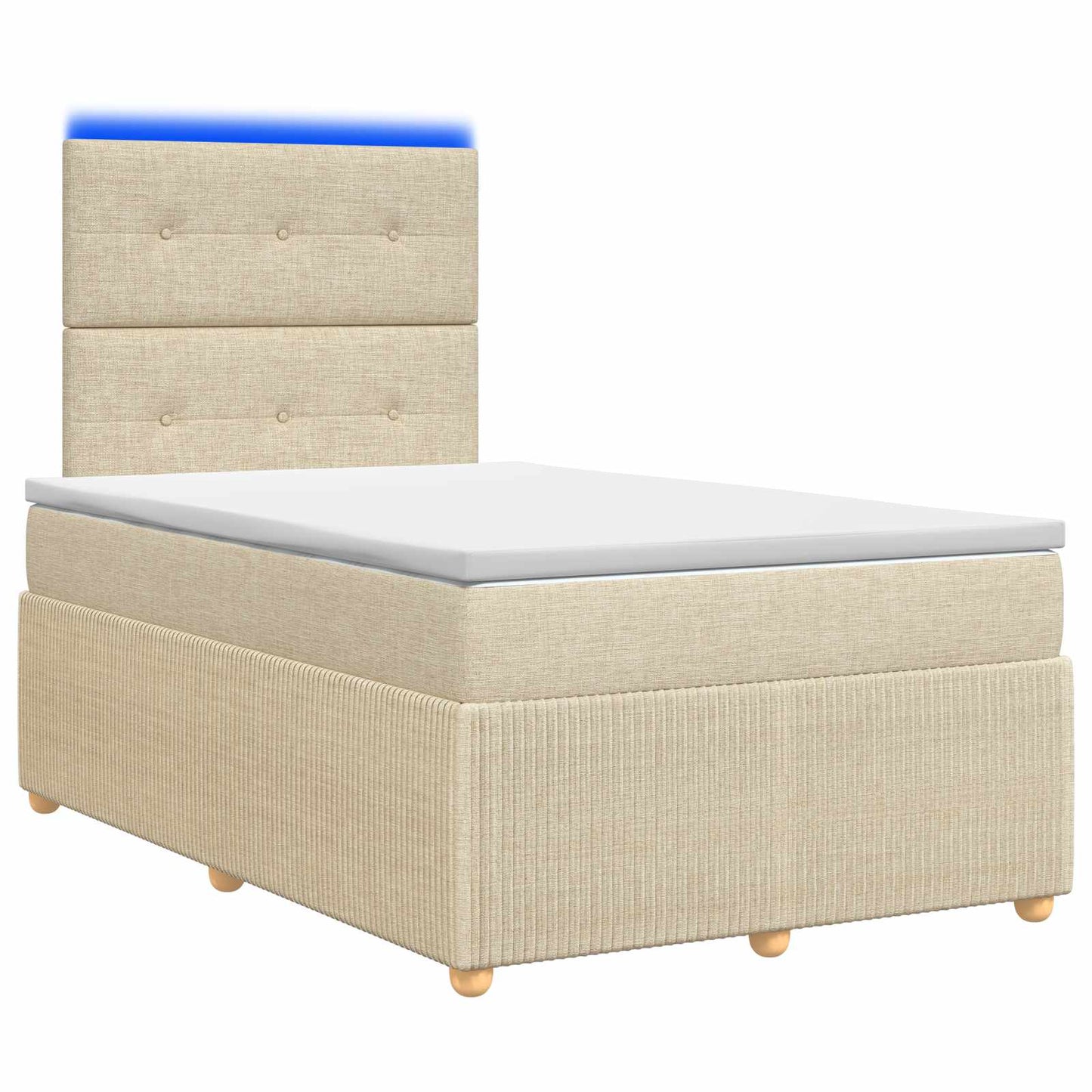LED boksmadrasseng med madras Cremefarvet 120 x 190 cm Stof