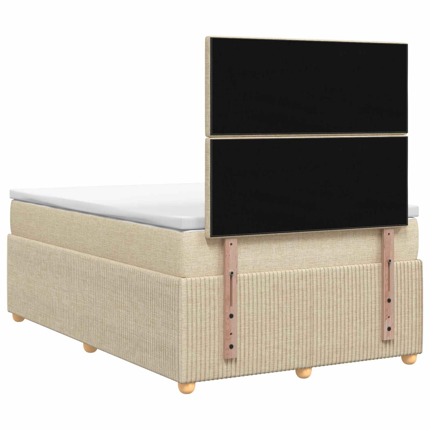 LED boksmadrasseng med madras Cremefarvet 120 x 190 cm Stof