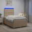 LED boksmadrasseng med madras Cremefarvet 120 x 200 cm Stof