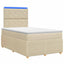 LED boksmadrasseng med madras Cremefarvet 120 x 200 cm Stof