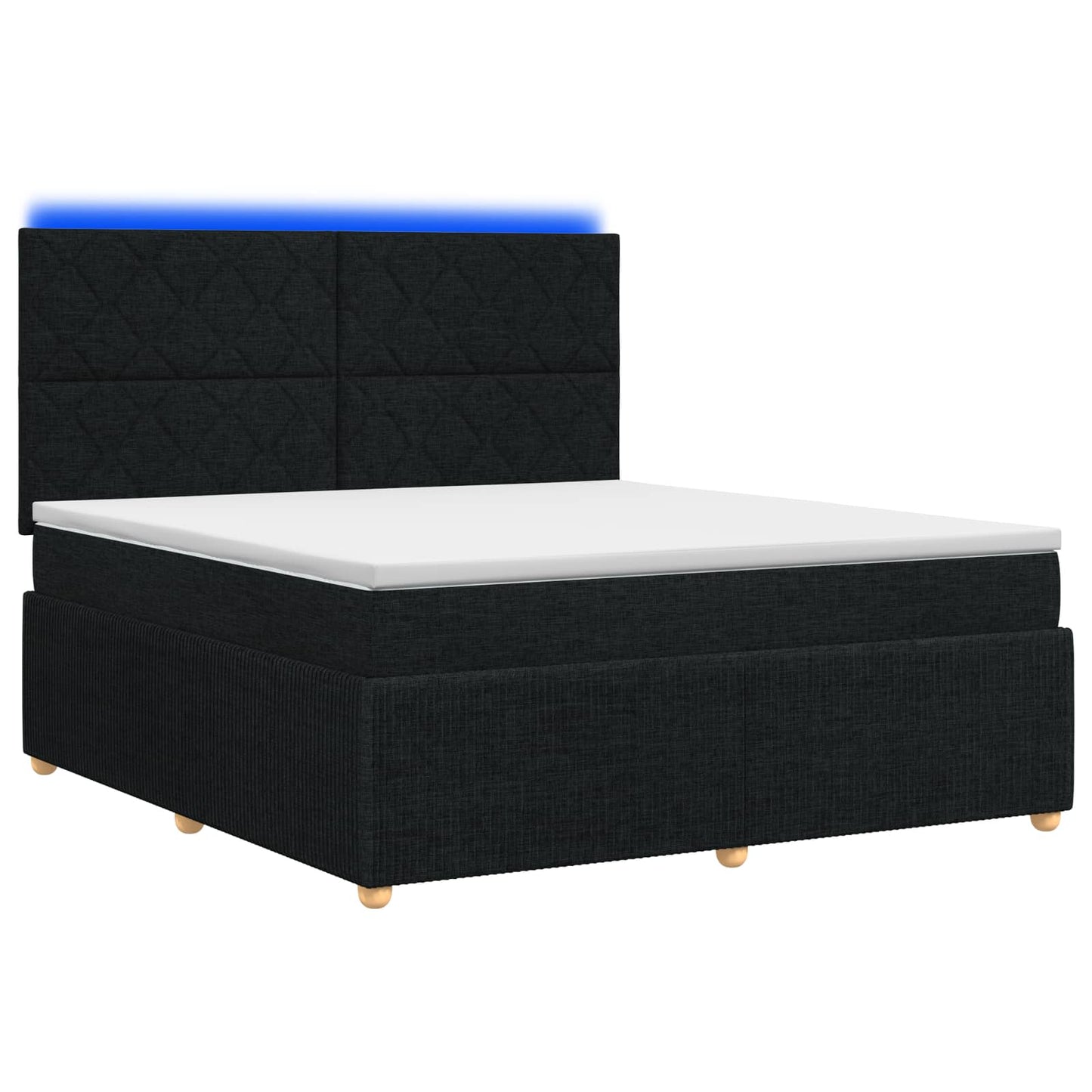 LED boksmadrasseng med madras Sort 140 x 190 cm Stof