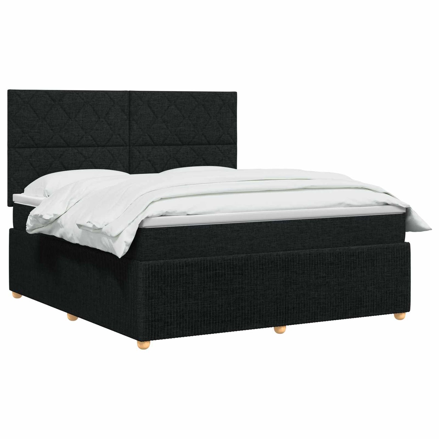 LED boksmadrasseng med madras Sort 140 x 190 cm Stof