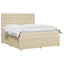 LED boksmadrasseng med madras Cremefarvet 140 x 200 cm Stof