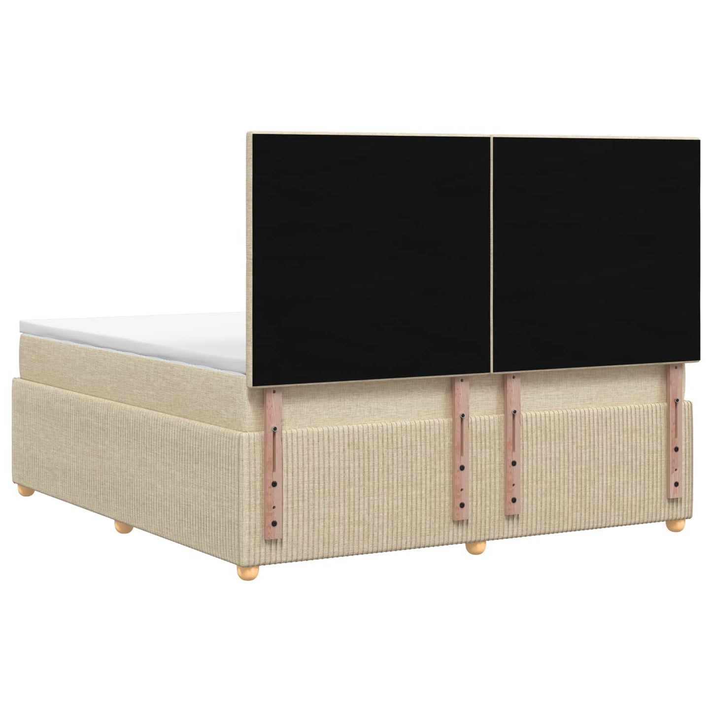 LED boksmadrasseng med madras Cremefarvet 140 x 200 cm Stof