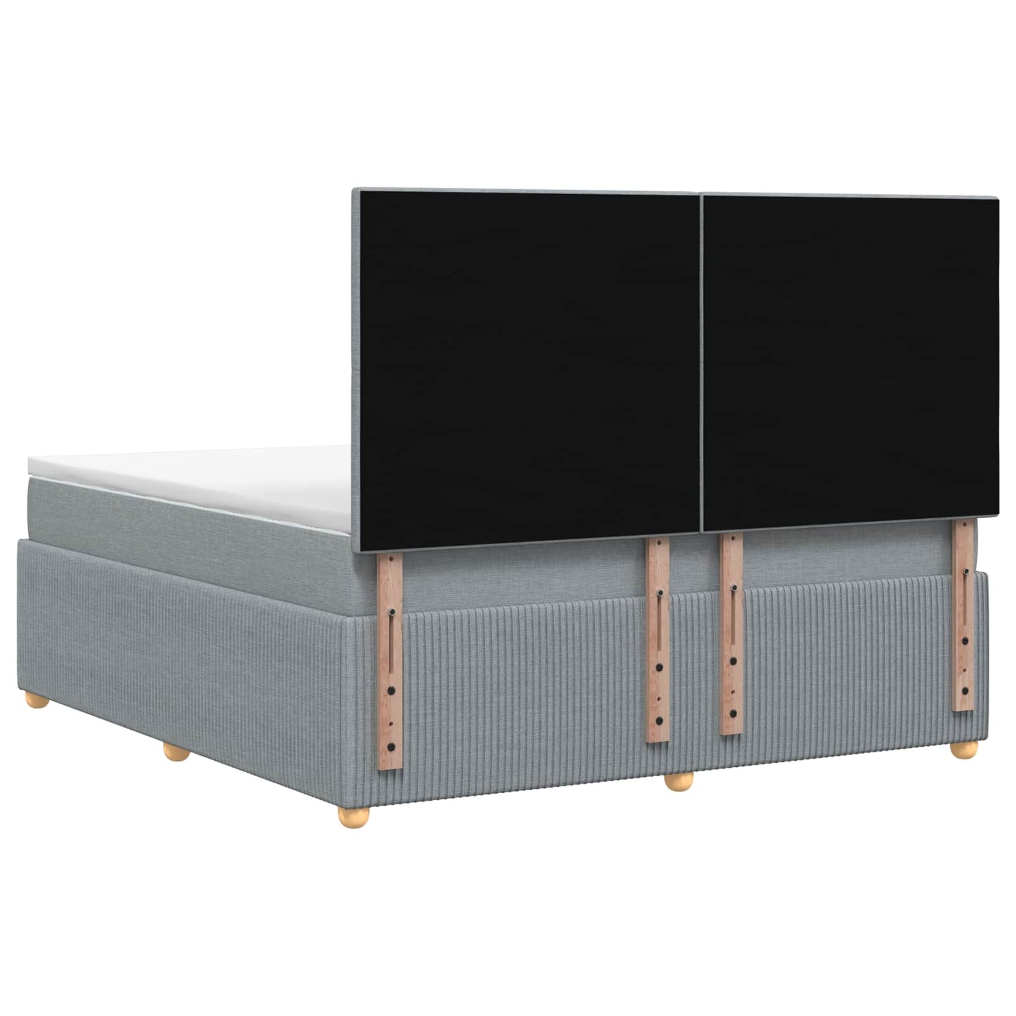 LED boksmadrasseng med madras Lysegrå 160 x 200 cm Stof
