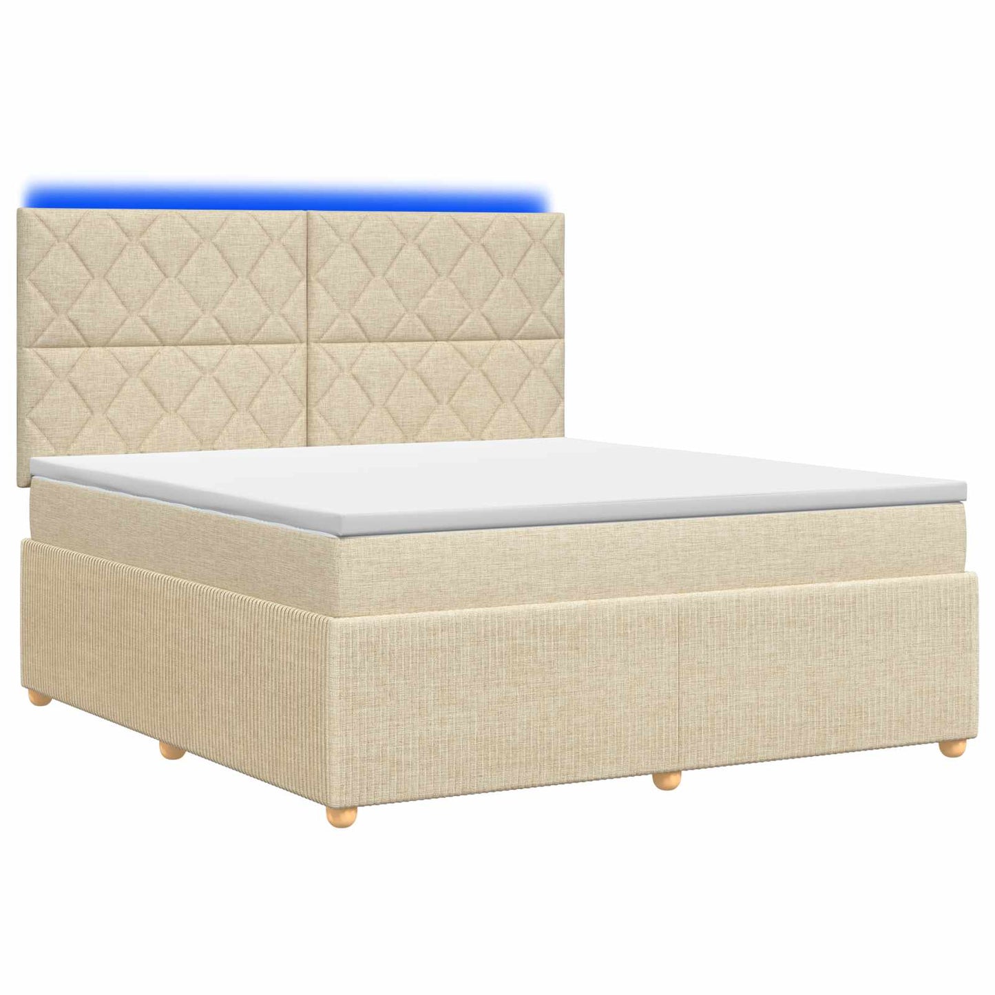 LED boksmadrasseng med madras Cremefarvet 160 x 200 cm Stof