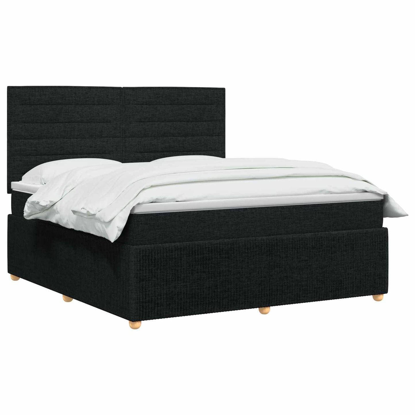 LED boksmadrasseng med madras Sort 180 x 200 cm Stof