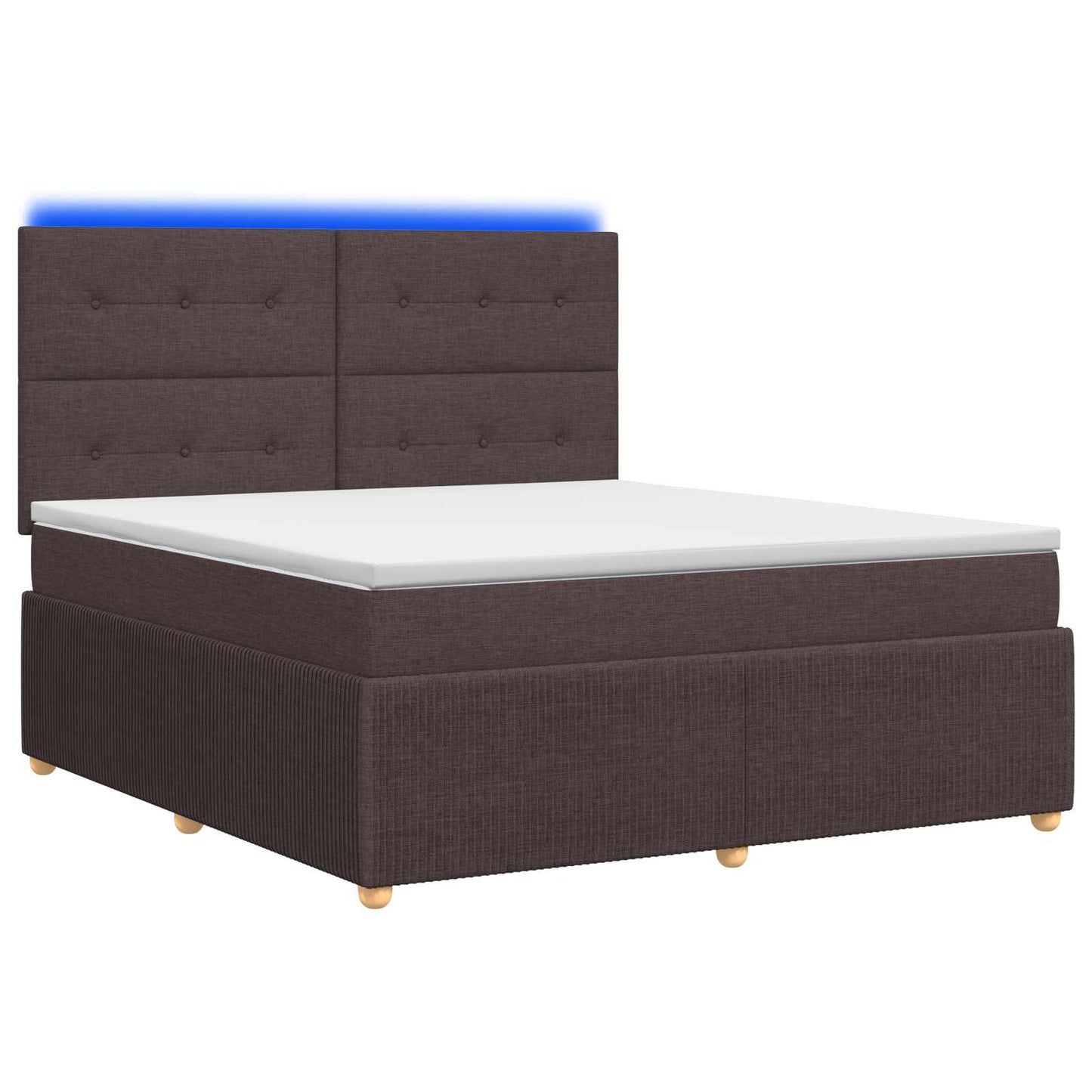 LED boksmadrasseng med madras Mørk Brun 180 x 200 cm Stof