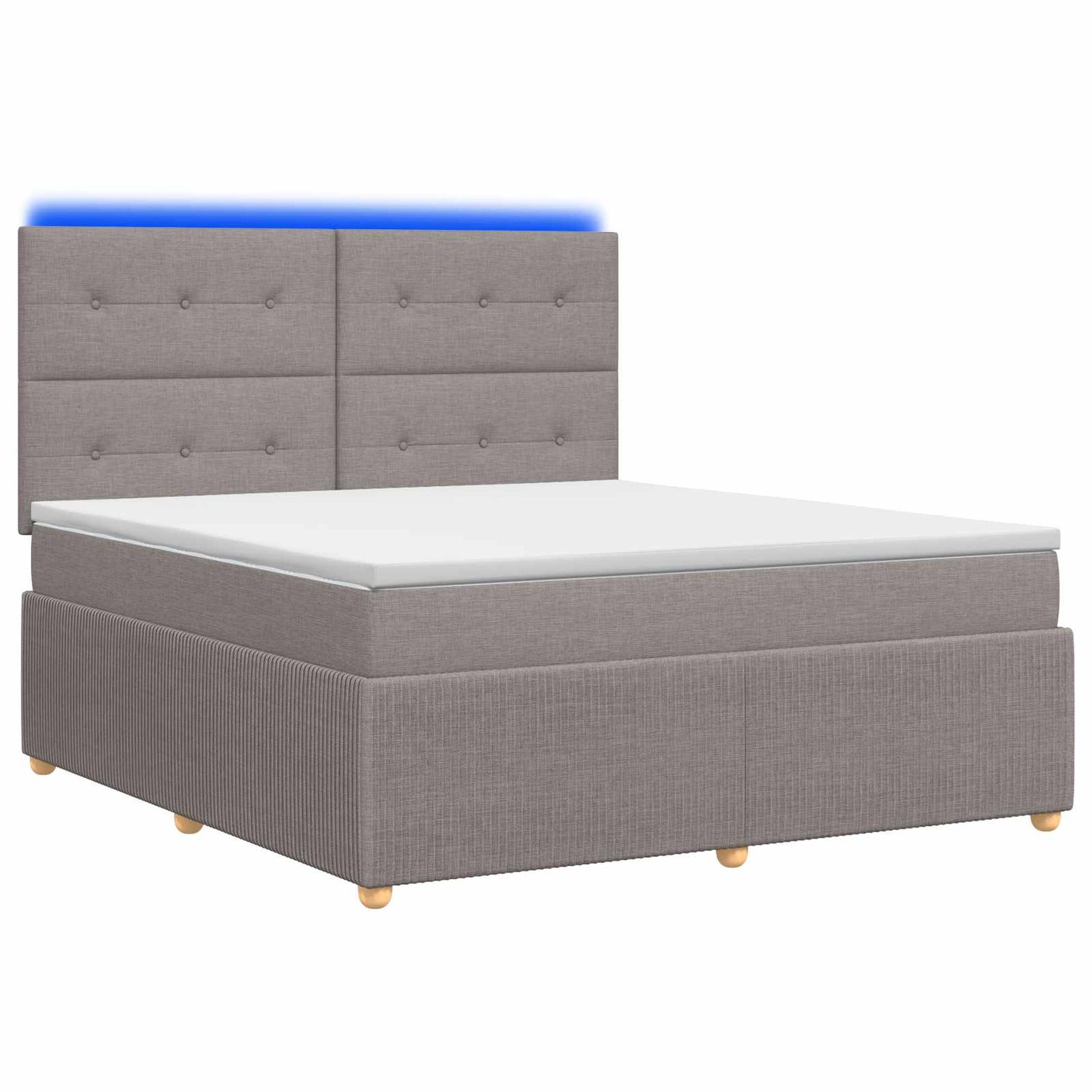 LED boksmadrasseng med madras Gråbrun 180 x 200 cm Stof