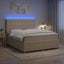 LED boksmadrasseng med madras Cremefarvet 160 x 200 cm Stof