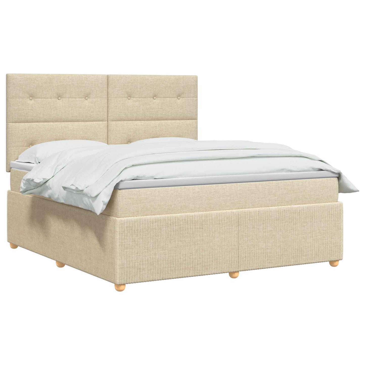 LED boksmadrasseng med madras Cremefarvet 180 x 200 cm Stof