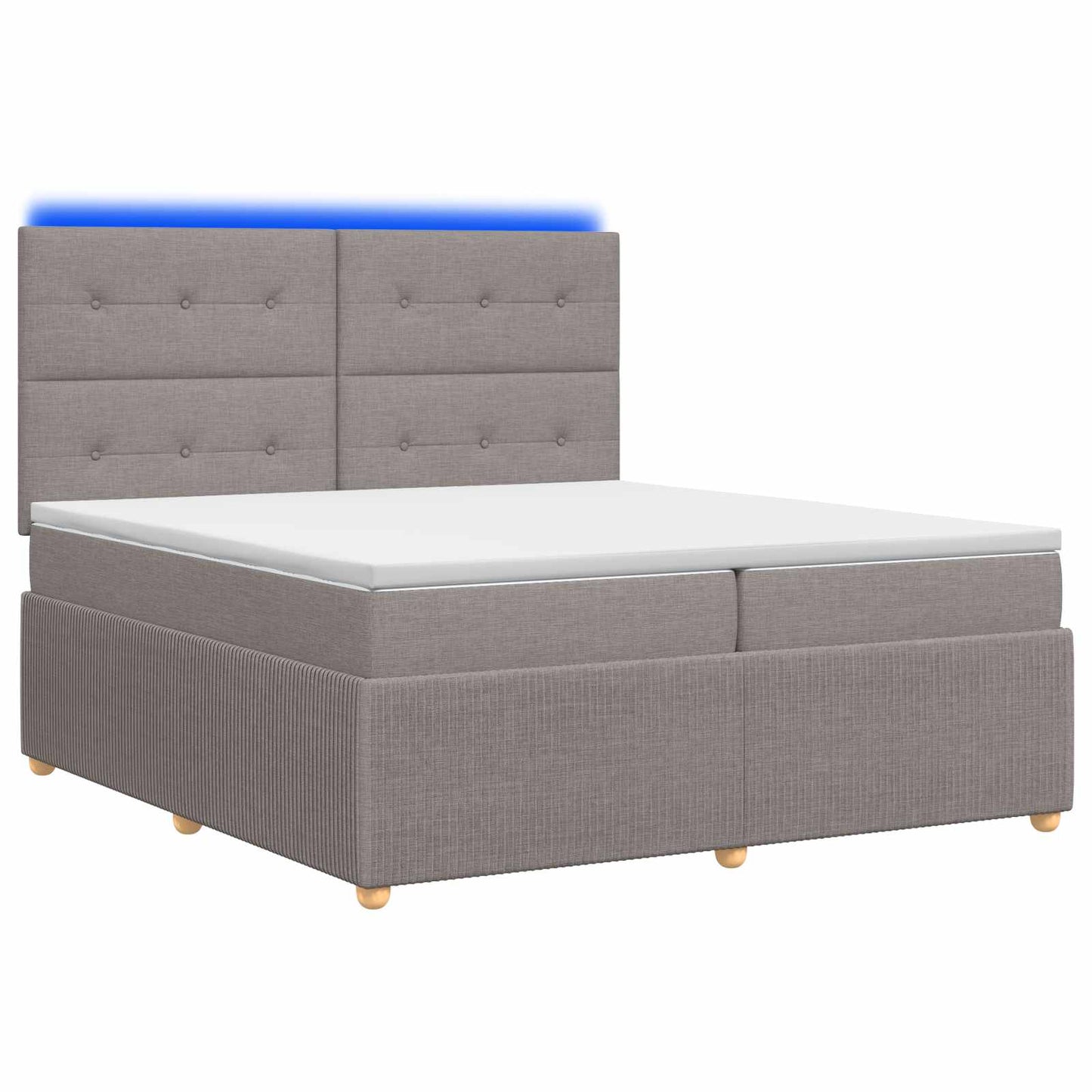 LED boksmadrasseng med madras Gråbrun 200 x 200 cm Stof