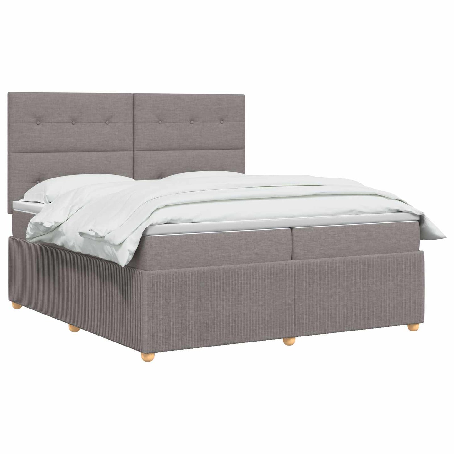 LED boksmadrasseng med madras Gråbrun 200 x 200 cm Stof