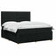 LED boksmadrasseng med madras Sort 200 x 200 cm Stof