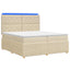LED boksmadrasseng med madras Cremefarvet 200 x 200 cm Stof