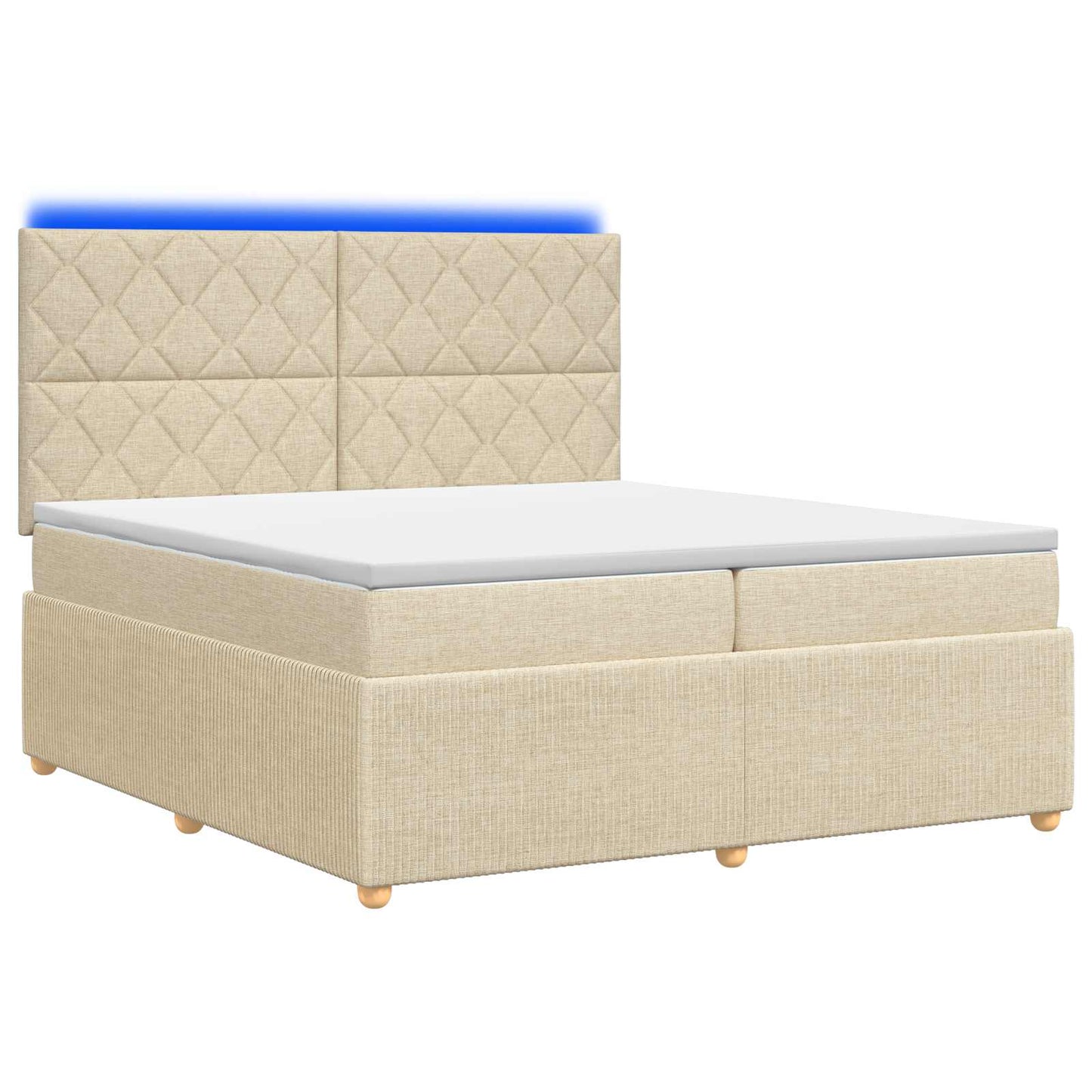 LED boksmadrasseng med madras Cremefarvet 200 x 200 cm Stof
