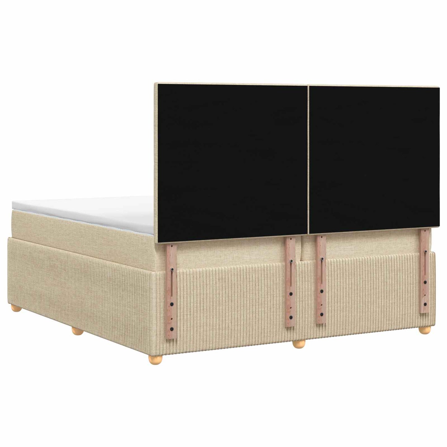 LED boksmadrasseng med madras Cremefarvet 200 x 200 cm Stof