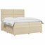 LED boksmadrasseng med madras Cremefarvet 200 x 200 cm Stof