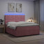 LED boksmadrasseng med madras Lyserød 140 x 190 cm Fløjl