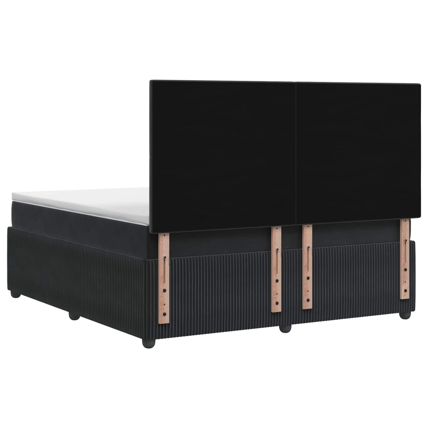 LED boksmadrasseng med madras Sort 200 x 200 cm Fløjl