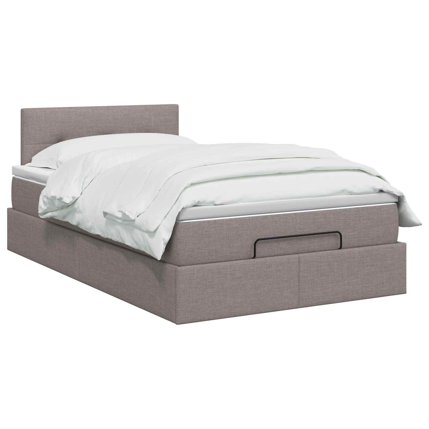 Ottoman seng med madras Gråbrun 120 x 200 cm Stof