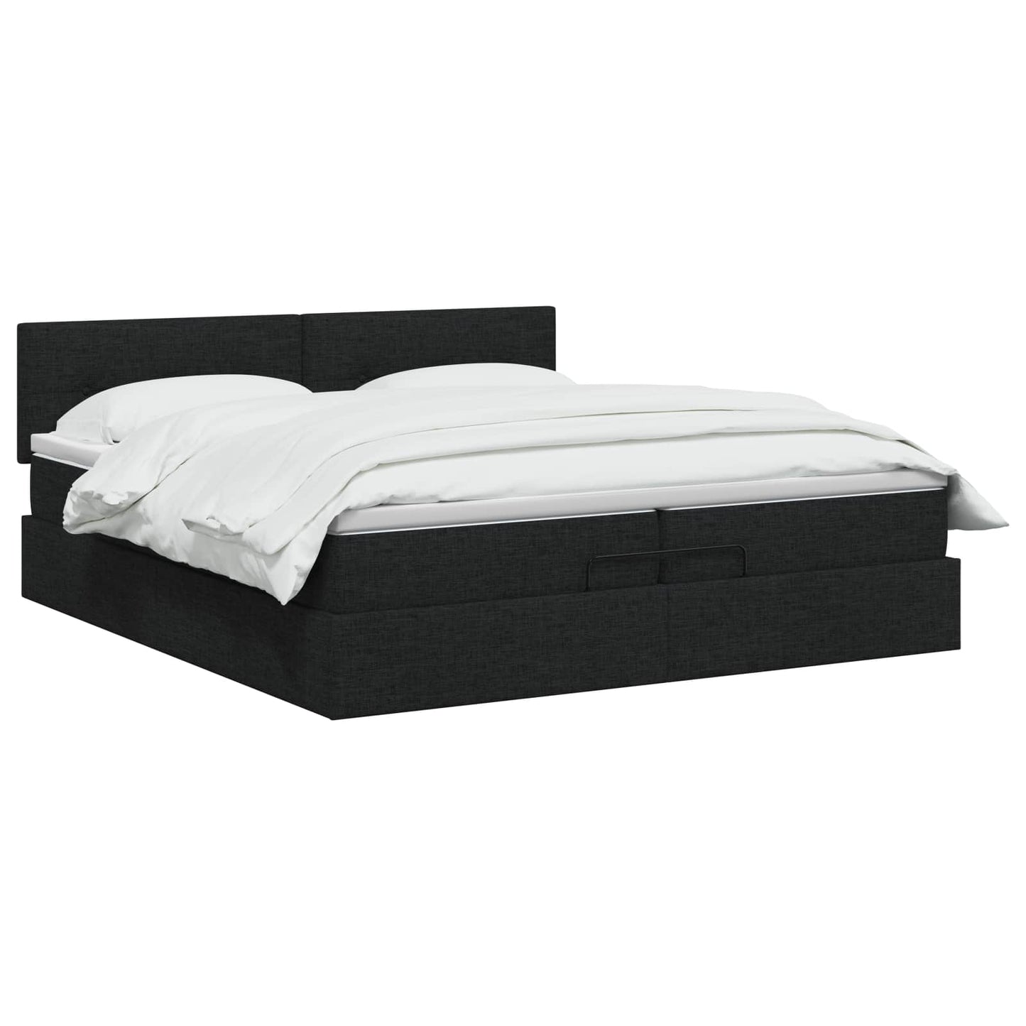 Ottoman seng med madras med hovedgærde Sort 200 x 200 cm Stof