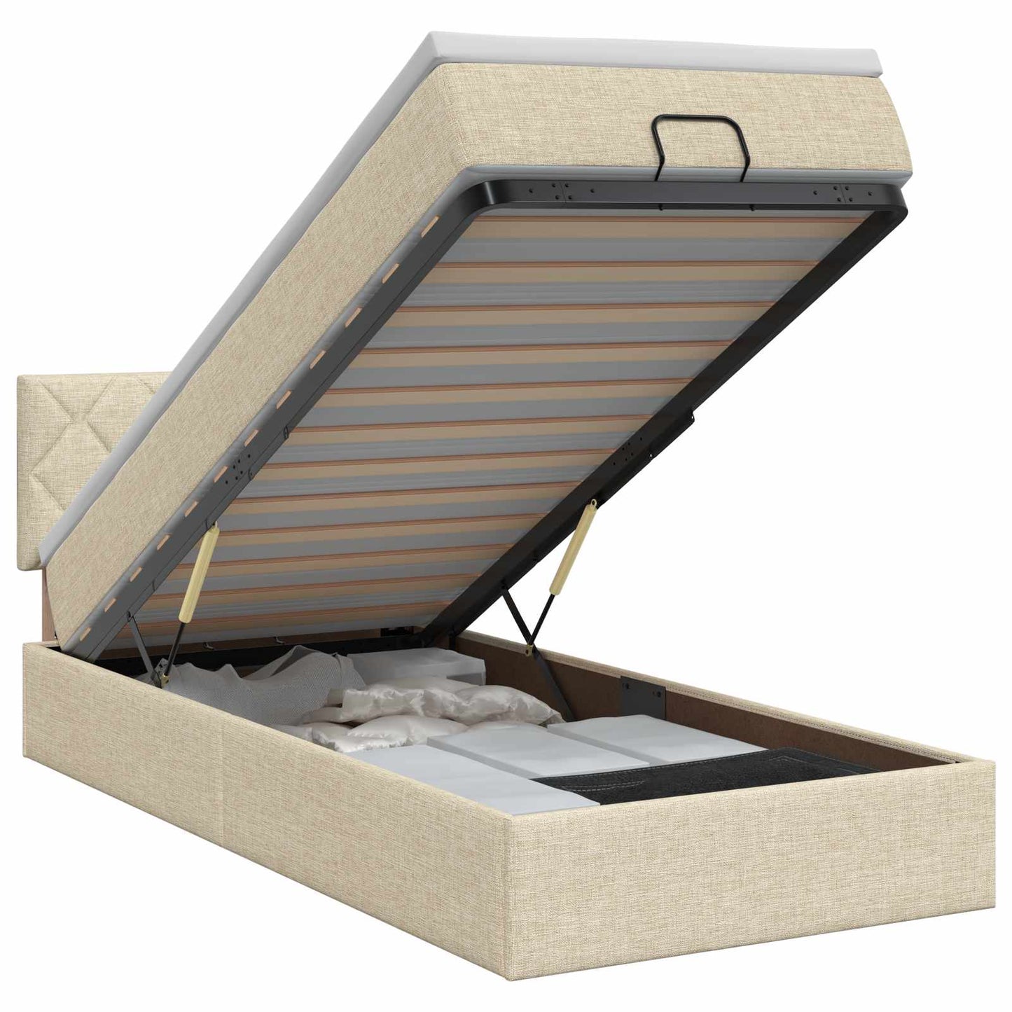 Ottoman seng med madras Cremefarvet 100 x 200 cm Stof