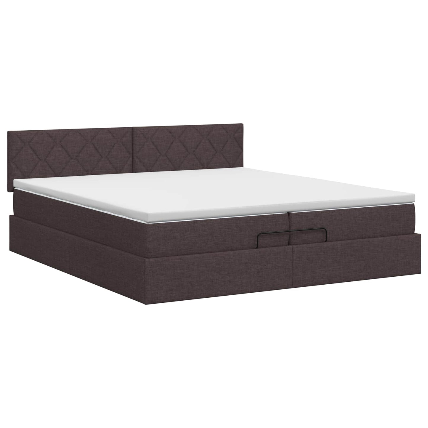 Ottoman seng med madras Mørk Brun 200 x 200 cm Stof
