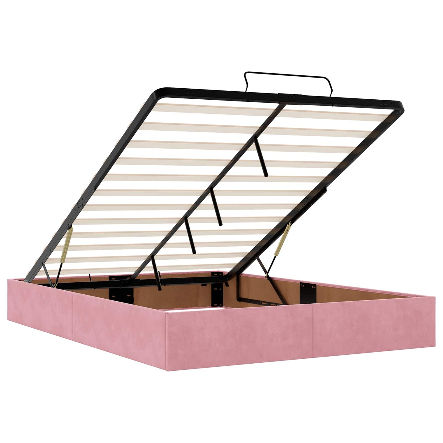 Ottoman seng med madras Lyserød 160 x 200 cm Fløjl