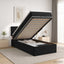 Ottoman seng med madras og LED Sort 80 x 200 cm Velour