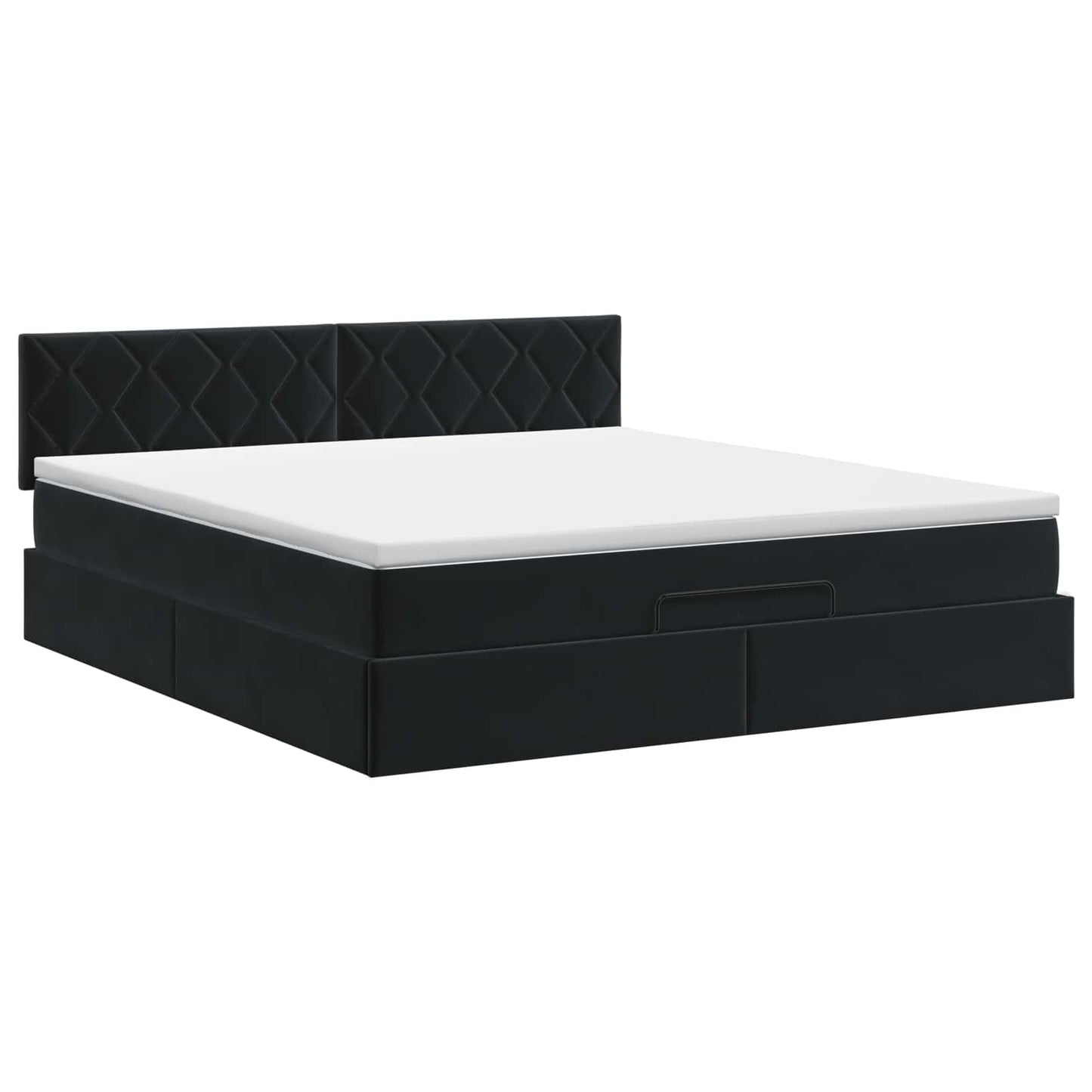 Ottoman seng med madras med hovedgærde Sort 160 x 200 cm Fløjl